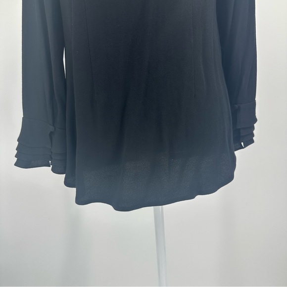 Soft Surroundings Button Down Poet Blouse Ruffle Cuffs Black Size PXS - Picture 11 of 12